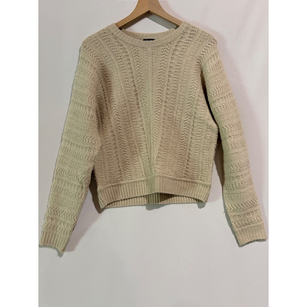Splendid Knit Sweater Crew Neck Cream Small Cozy Knit Coquette Academia Preppy